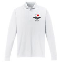 I Heart President Trump And Love Jesus Performance Long Sleeve Polo