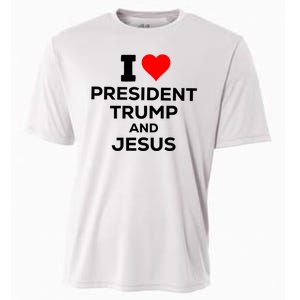 I Heart President Trump And Love Jesus Cooling Performance Crew T-Shirt