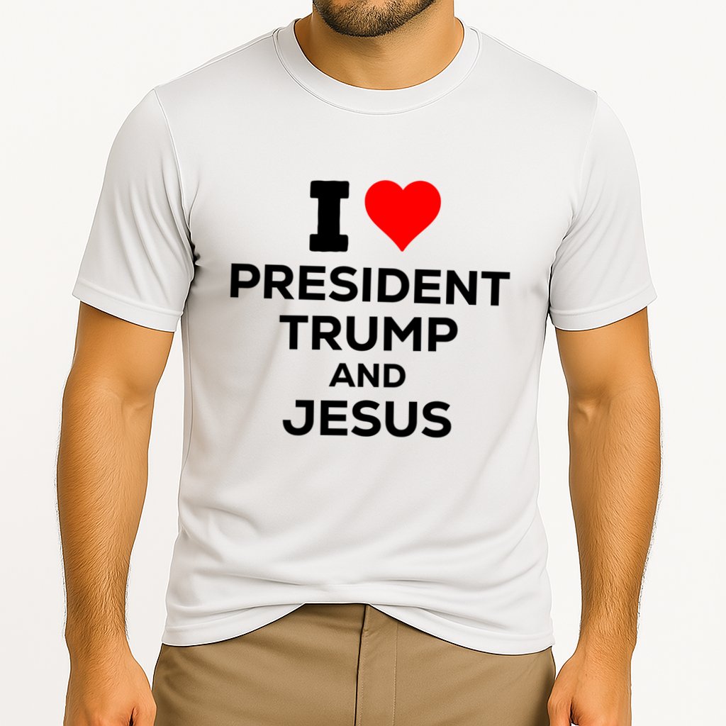 I Heart President Trump And Love Jesus Cooling Performance Crew T-Shirt