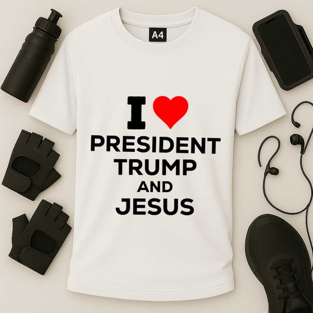 I Heart President Trump And Love Jesus Cooling Performance Crew T-Shirt