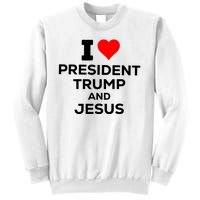 I Heart President Trump And Love Jesus Sweatshirt