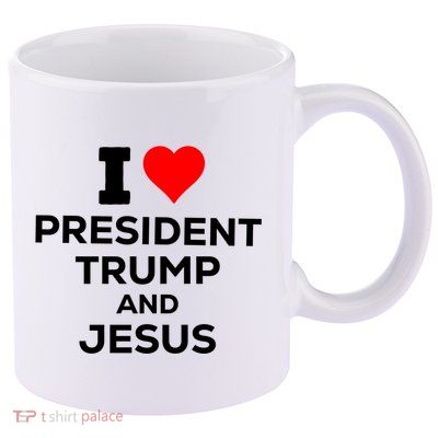 I Heart President Trump And Love Jesus 11oz C Handle Ceramic Mug