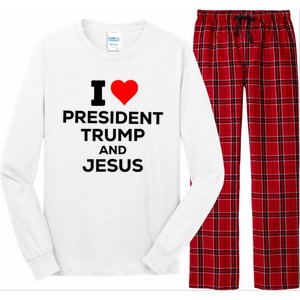 I Heart President Trump And Love Jesus Long Sleeve Pajama Set