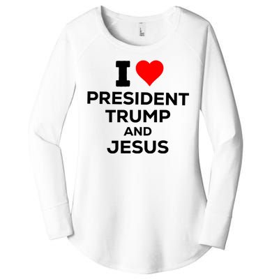 I Heart President Trump And Love Jesus Women's Perfect Tri Tunic Long Sleeve Shirt