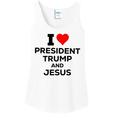 I Heart President Trump And Love Jesus Ladies Essential Tank