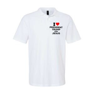 I Heart President Trump And Love Jesus Softstyle Adult Sport Polo