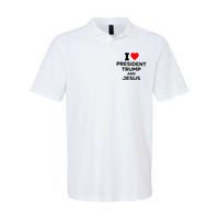 I Heart President Trump And Love Jesus Softstyle Adult Sport Polo