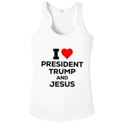 I Heart President Trump And Love Jesus Ladies PosiCharge Competitor Racerback Tank