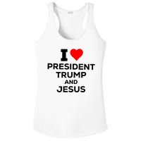 I Heart President Trump And Love Jesus Ladies PosiCharge Competitor Racerback Tank