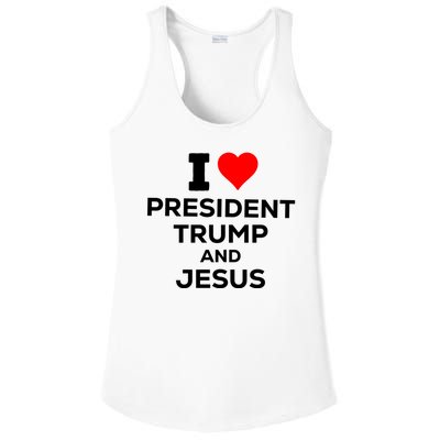 I Heart President Trump And Love Jesus Ladies PosiCharge Competitor Racerback Tank