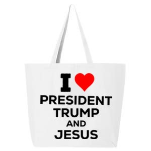 I Heart President Trump And Love Jesus 25L Jumbo Tote