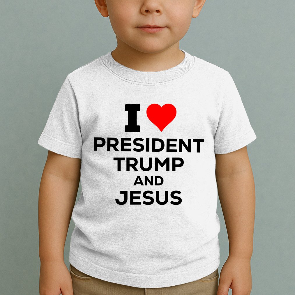 I Heart President Trump And Love Jesus Toddler T-Shirt