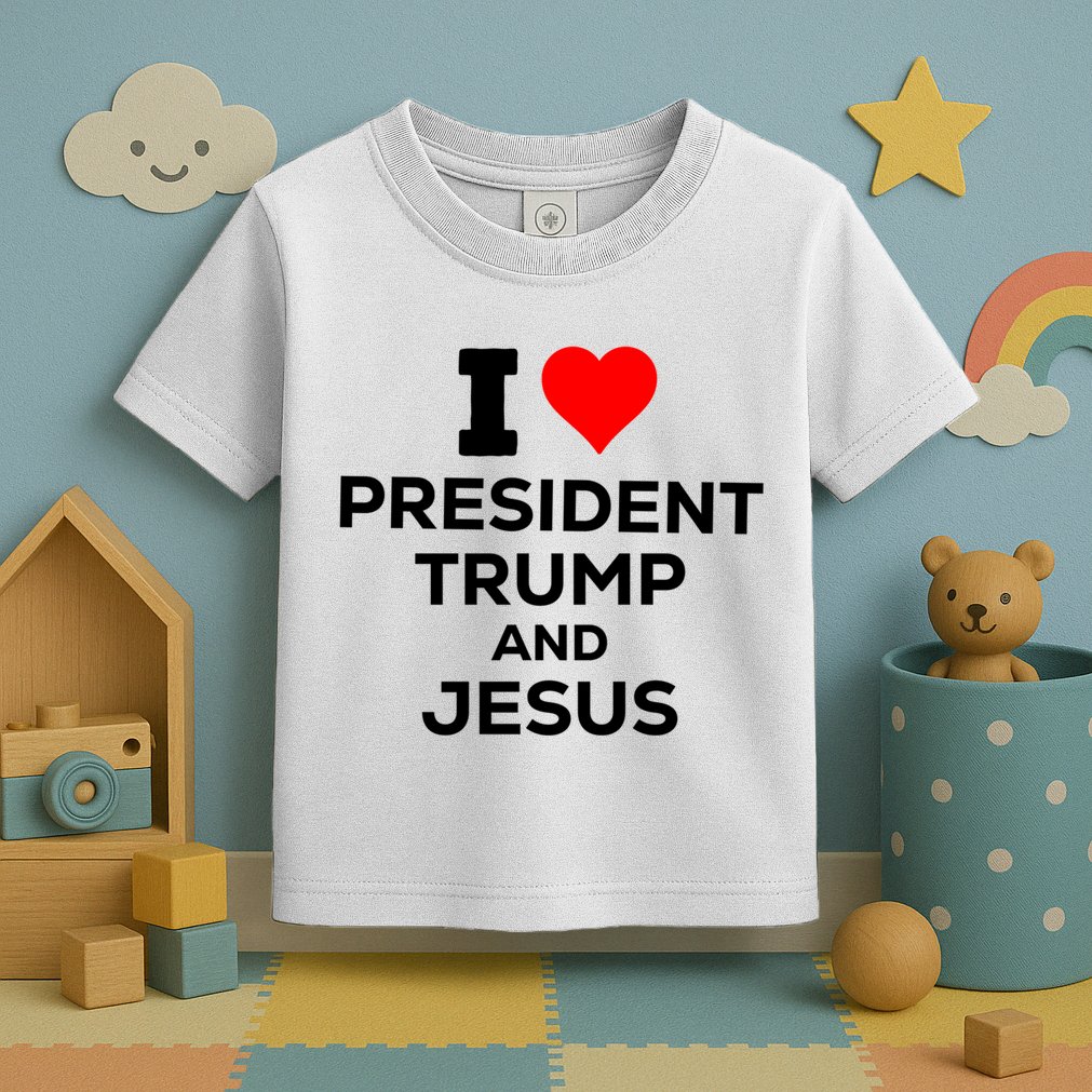 I Heart President Trump And Love Jesus Toddler T-Shirt
