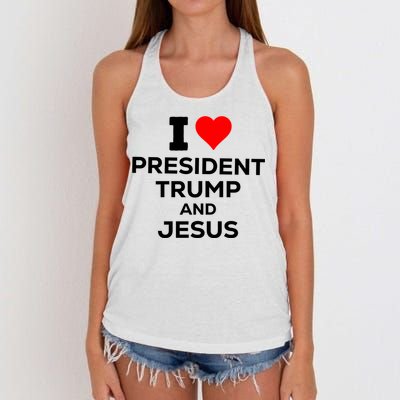 I Heart President Trump And Love Jesus Women's Knotted Racerback Tank