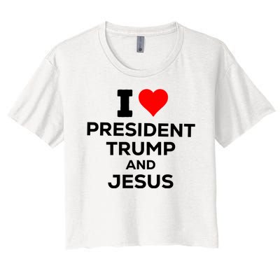 I Heart President Trump And Love Jesus Women's Crop Top Tee