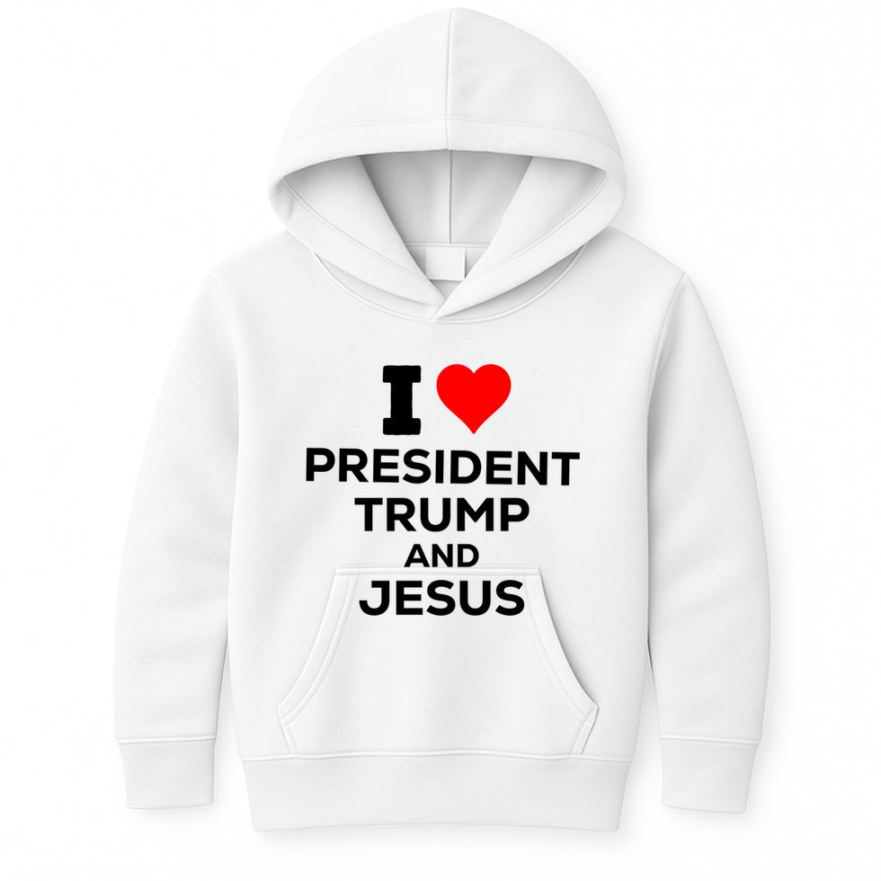 I Heart President Trump And Love Jesus Kids Hoodie