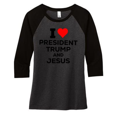 I Heart President Trump And Love Jesus Women's Tri-Blend 3/4-Sleeve Raglan Shirt