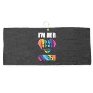 I'm Her Queen Valentine's Day Lesbian Bi Lgbt Friend Tee Gift Large Microfiber Waffle Golf Towel