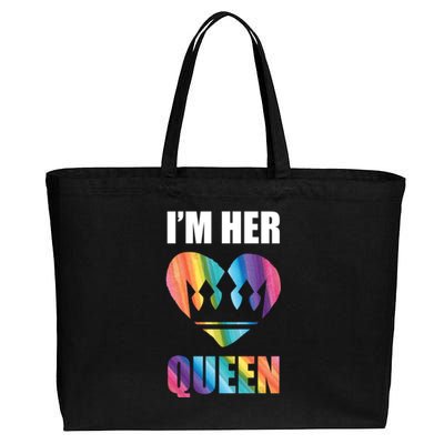 I'm Her Queen Valentine's Day Lesbian Bi Lgbt Friend Tee Gift Cotton Canvas Jumbo Tote