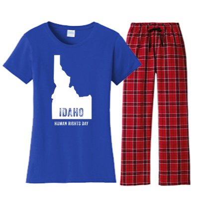 Idaho Hu Rights Day Map Vintage Funny Funny Gift Women's Flannel Pajama Set