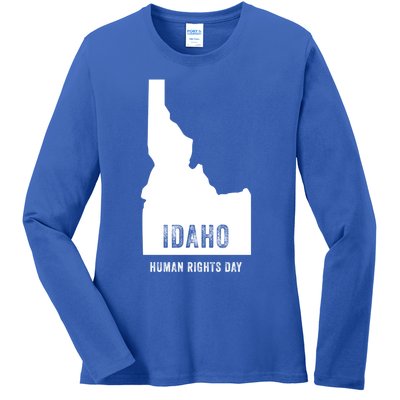 Idaho Hu Rights Day Map Vintage Funny Funny Gift Ladies Long Sleeve Shirt