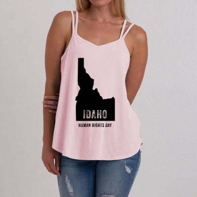 Idaho Hu Rights Day Map Vintage Funny Funny Gift Women's Strappy Tank