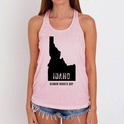 Idaho Hu Rights Day Map Vintage Funny Funny Gift Women's Knotted Racerback Tank