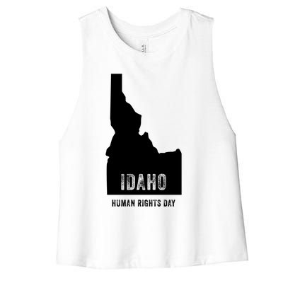 Idaho Hu Rights Day Map Vintage Funny Funny Gift Women's Racerback Cropped Tank