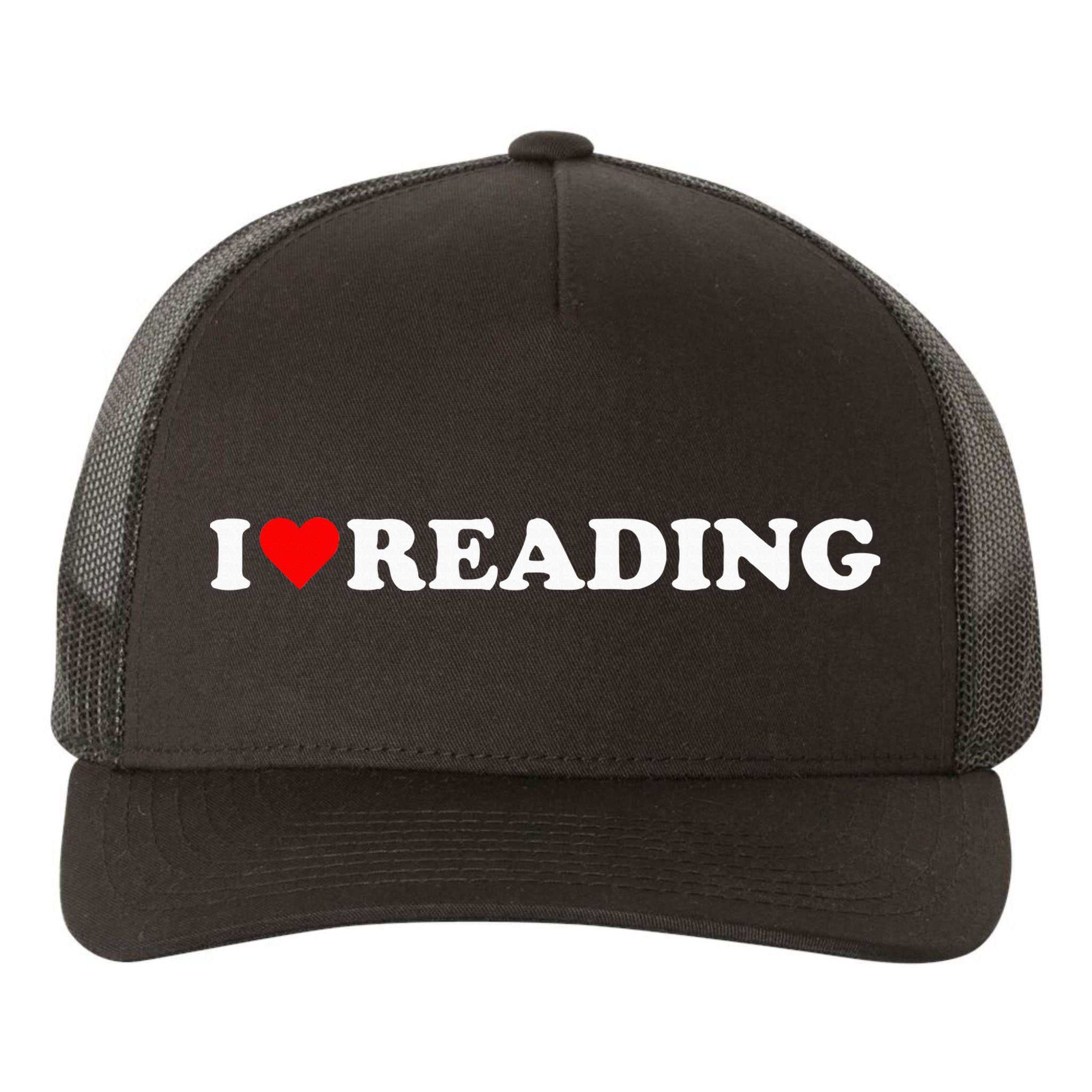 I Heart Reading I Love Reading Cute Red Heart Books Lover Yupoong Adult 5-Panel Trucker Hat