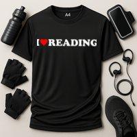 I Heart Reading I Love Reading Cute Red Heart Books Lover Cooling Performance Crew T-Shirt