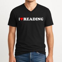 I Heart Reading I Love Reading Cute Red Heart Books Lover V-Neck T-Shirt