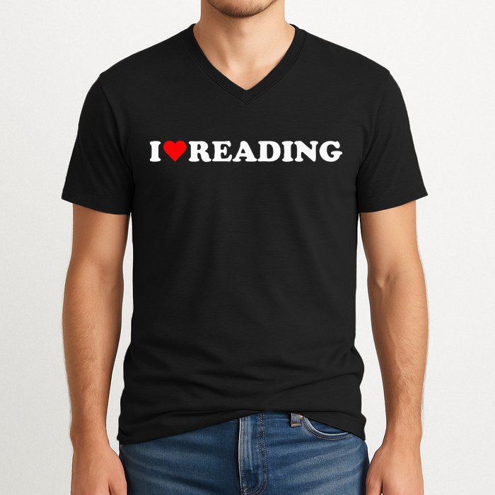 I Heart Reading I Love Reading Cute Red Heart Books Lover V-Neck T-Shirt