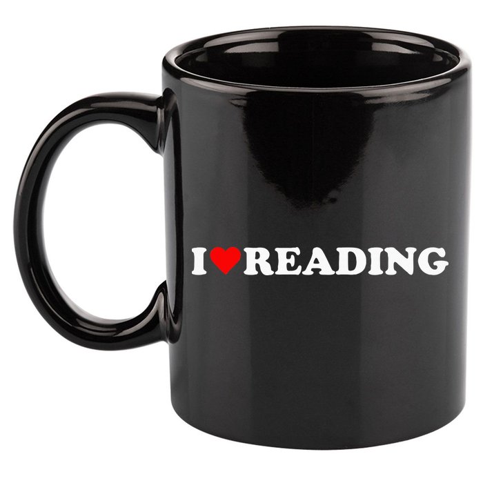 I Heart Reading I Love Reading Cute Red Heart Books Lover 11oz C Handle Ceramic Mug
