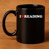 I Heart Reading I Love Reading Cute Red Heart Books Lover 11oz C Handle Ceramic Mug