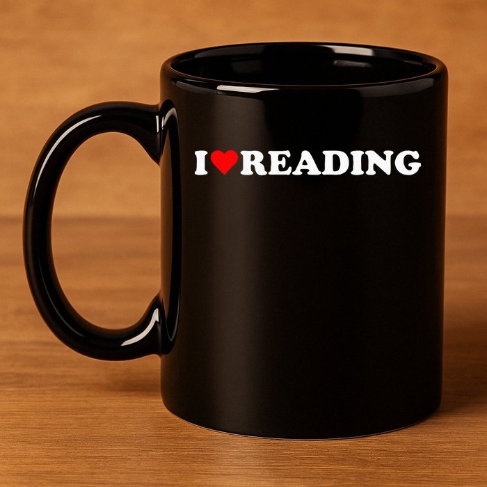 I Heart Reading I Love Reading Cute Red Heart Books Lover 11oz C Handle Ceramic Mug