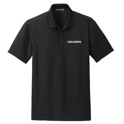 I Heart Reading I Love Reading Cute Red Heart Books Lover Dry Zone Grid Polo