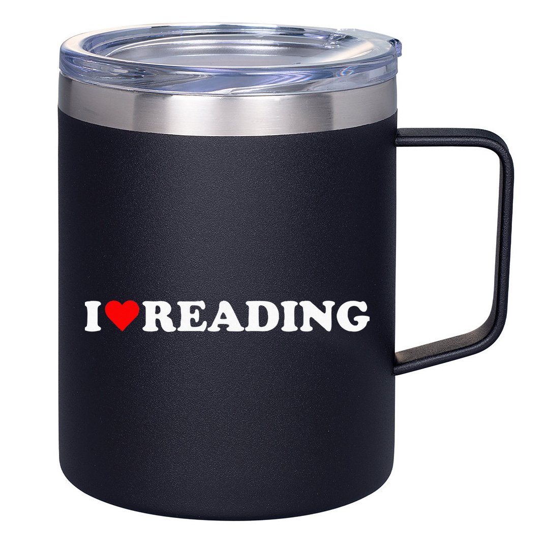 I Heart Reading I Love Reading Cute Red Heart Books Lover 12oz Stainless Steel Coffee Mug