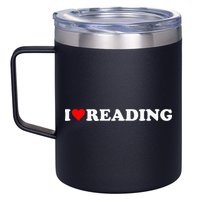 I Heart Reading I Love Reading Cute Red Heart Books Lover 12oz Stainless Steel Coffee Mug