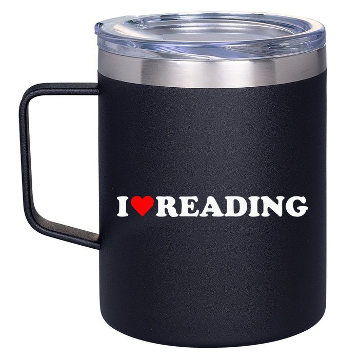 I Heart Reading I Love Reading Cute Red Heart Books Lover 12oz Stainless Steel Coffee Mug