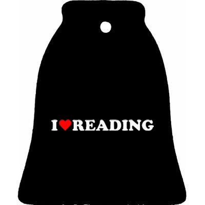 I Heart Reading I Love Reading Cute Red Heart Books Lover Ceramic Bell Ornament