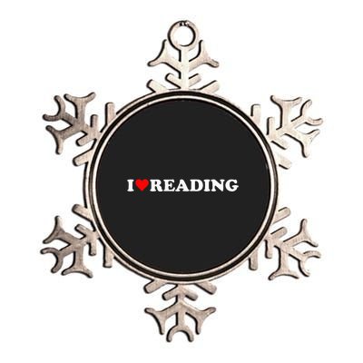 I Heart Reading I Love Reading Cute Red Heart Books Lover Metallic Star Ornament