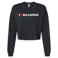 I Heart Reading I Love Reading Cute Red Heart Books Lover Cropped Pullover Crew