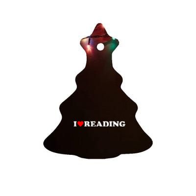 I Heart Reading I Love Reading Cute Red Heart Books Lover Ceramic Tree Ornament