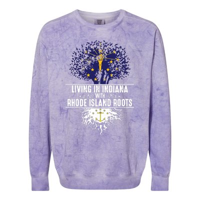 Indiana Home Rhode Island Roots State Tree Flag Gift Colorblast Crewneck Sweatshirt