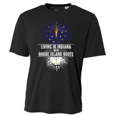 Indiana Home Rhode Island Roots State Tree Flag Gift Cooling Performance Crew T-Shirt