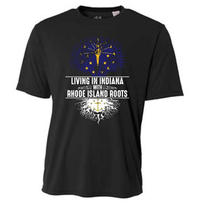 Indiana Home Rhode Island Roots State Tree Flag Gift Cooling Performance Crew T-Shirt