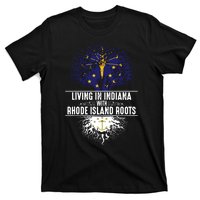 Indiana Home Rhode Island Roots State Tree Flag Gift T-Shirt