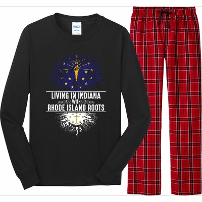 Indiana Home Rhode Island Roots State Tree Flag Gift Long Sleeve Pajama Set