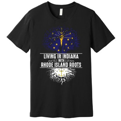 Indiana Home Rhode Island Roots State Tree Flag Gift Premium T-Shirt