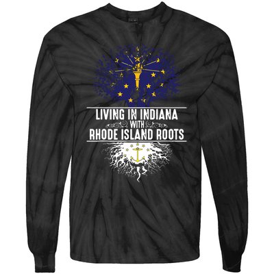 Indiana Home Rhode Island Roots State Tree Flag Gift Tie-Dye Long Sleeve Shirt